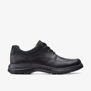 Clarks Un Brawley Lace Black Leather Pæne Sko Herre Sort | FLCNQ-5927