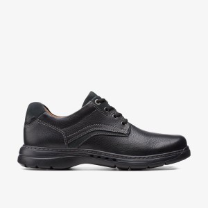 Clarks Un Brawley Pace Black Leather Pæne Sko Herre Sort | UQKZM-4928