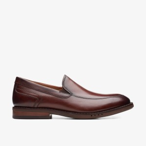 Clarks Un Hugh Step Brown Leather Pæne Sko Herre Brune | SMXAD-1526