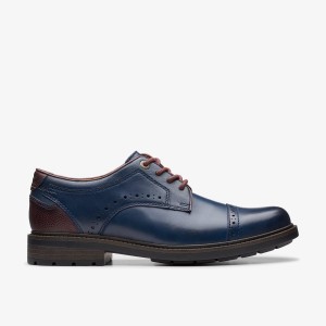 Clarks Un Shire Vibe Navy Combination Pæne Sko Herre Mørkeblå | OACUG-3896