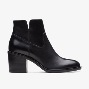 Clarks Valvestino Lo Black Leather Støvler Dame Sort | ZVGDS-4679