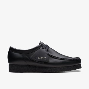 Clarks Wallabee Black Leather Wallabees Herre undefined | SGMBF-9470