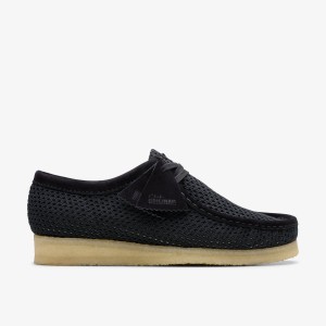 Clarks Wallabee Black Mesh Wallabees Herre Sort | JXTMD-8691