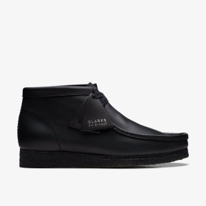 Clarks Wallabee Boot Black Leather Wallabees Herre Sort | TENRL-8724