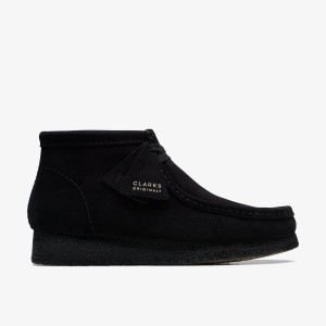 Clarks Wallabee Boot Black Suede Wallabees Herre Sort | VAFWK-4138