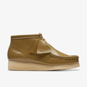 Clarks Wallabee Boot Dark Olive Patent Støvler Dame Mørkeolivengrøn | FZRWB-2938