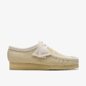 Clarks Wallabee Off White Mesh Wallabees Herre Hvide | MRLYA-3451