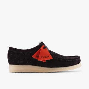 Clarks Wallabee X Civilist Black Deboss Wallabees Herre Sort | HDOWQ-3709