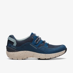 Clarks Wave Range Blue Combination Slip Ons Dame Blå | GMOJP-0783