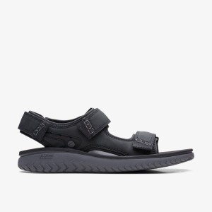 Clarks Wesley Bay Black Sandaler Herre Sort | IODGS-2908