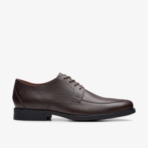 Clarks Whiddon Apron Dark Brown Tumbled Pæne Sko Herre Mørkebrune | KRJVE-3061