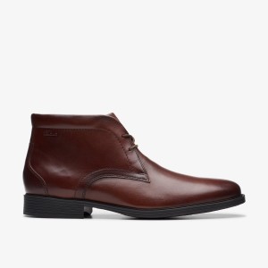 Clarks Whiddon Mid Mahogany Leather Pæne Sko Herre Mahogany | OMQHX-4276