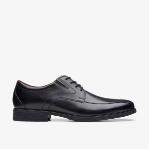 Clarks Whiddon Pace Black Leather Pæne Sko Herre Sort | GVIKL-9468