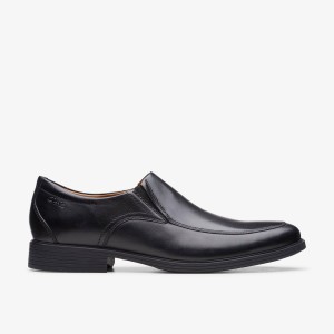 Clarks Whiddon Step Black Leather Pæne Sko Herre Sort | DKCRB-2913