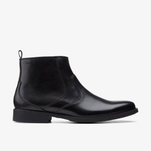 Clarks Whiddon Zip Black Leather Pæne Sko Herre Sort | CAHWB-8715