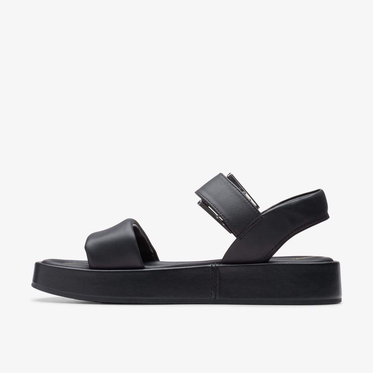 Clarks ALDA STRAP Black Leather Platform Sko Dame Sort | KIPRW-0371