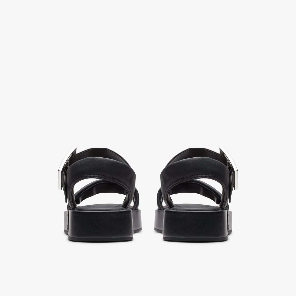 Clarks ALDA STRAP Black Leather Platform Sko Dame Sort | KIPRW-0371