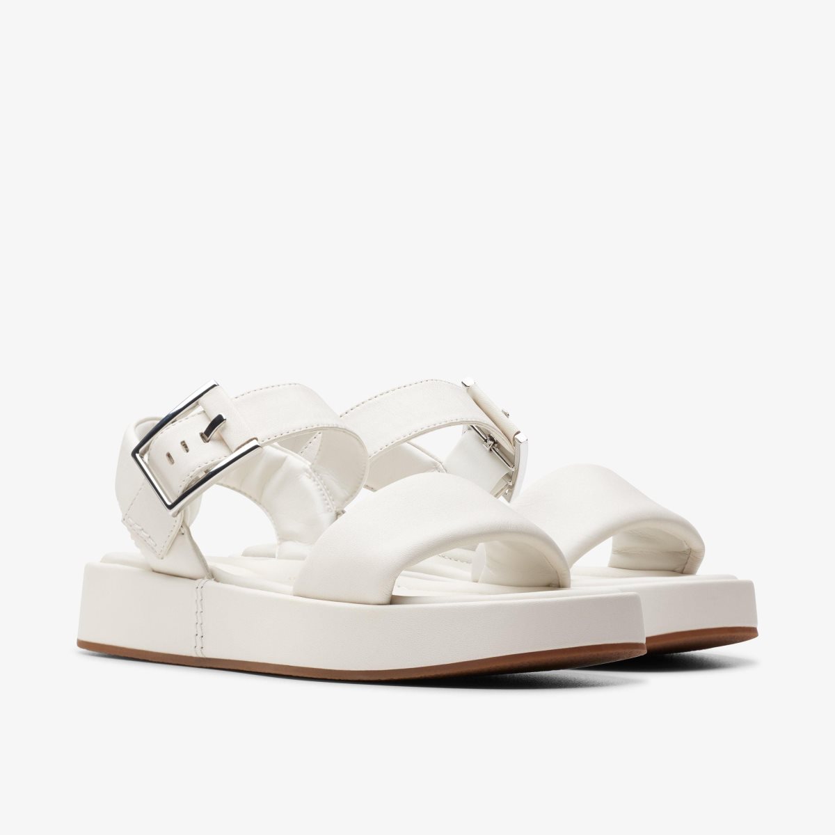 Clarks ALDA STRAP Off White Leather Sandaler Dame Hvide | VSQJB-6491