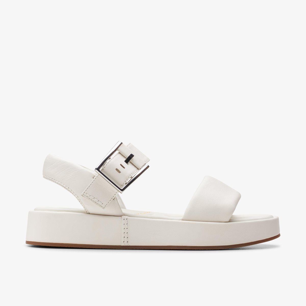 Clarks ALDA STRAP Off White Leather Sandaler Dame Hvide | VSQJB-6491