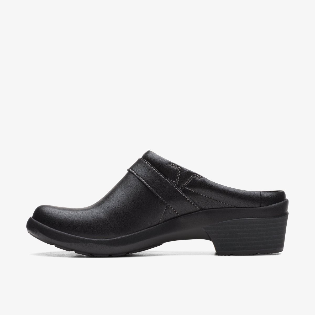 Clarks Angie Mist Black Leather Træsko Dame Sort | DCNOU-3825