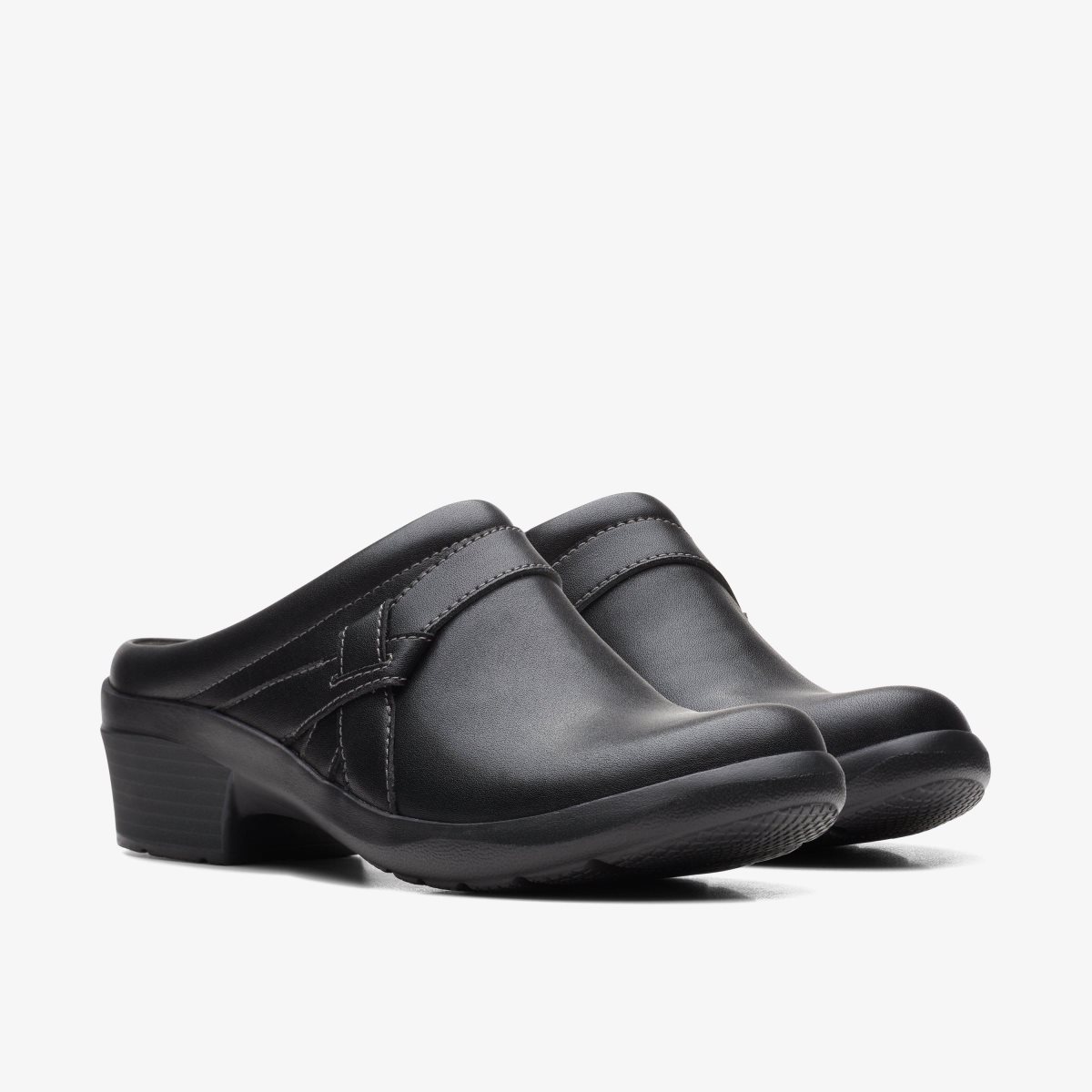 Clarks Angie Mist Black Leather Træsko Dame Sort | DCNOU-3825