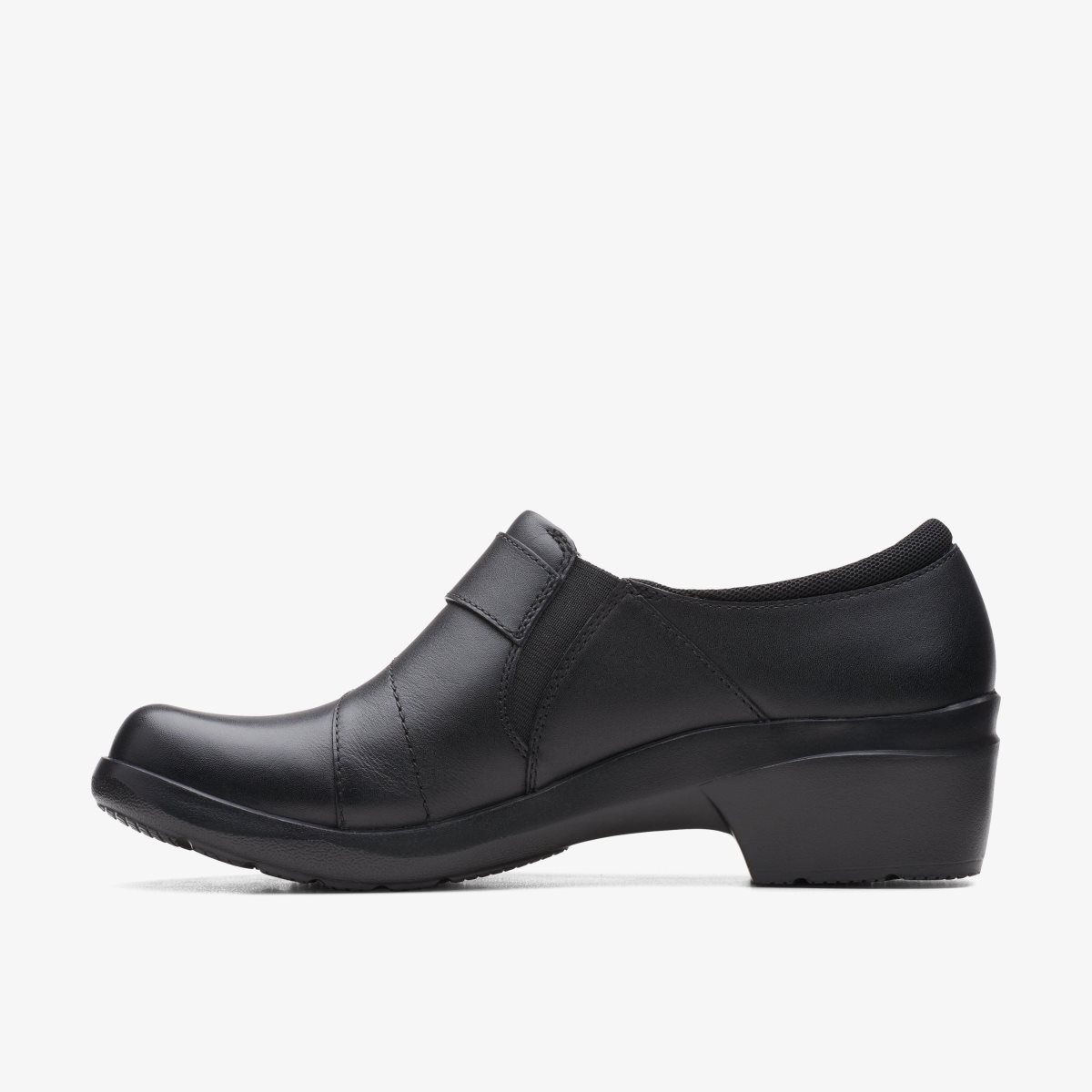 Clarks Angie Pearl Black Leather Træsko Dame Sort | DQPKV-6740