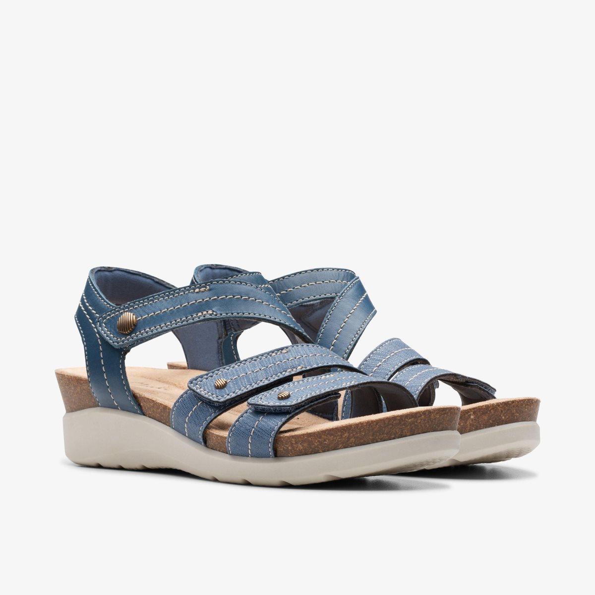 Clarks Calenne Clara Blue Combination Kilehæl Sko Dame Blå | EURWP-6739