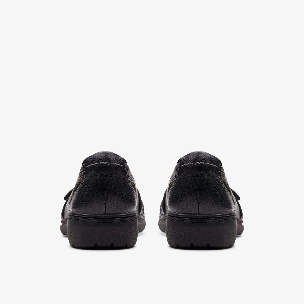 Clarks Carleigh Eliza Black Leather Slip Ons Dame Sort | XDUIY-2537