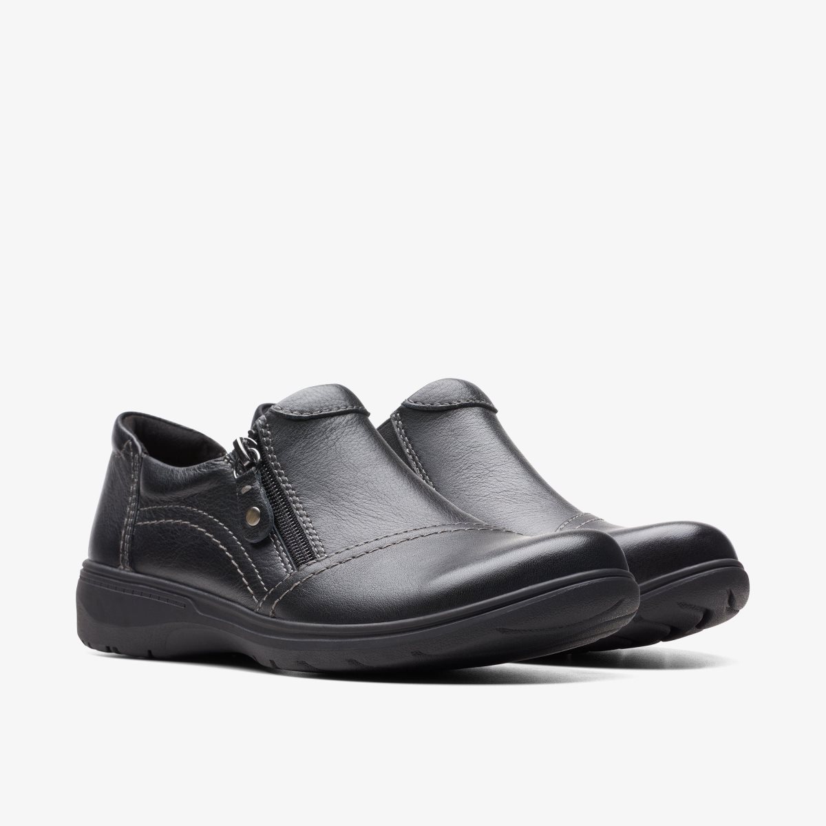 Clarks Carleigh Ray Black Leather Træsko Dame Sort | PAFYI-0615