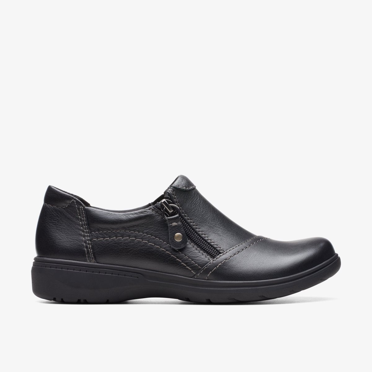 Clarks Carleigh Ray Black Leather Træsko Dame Sort | PAFYI-0615