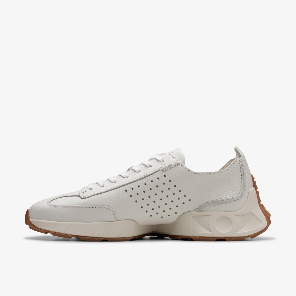 Clarks Craft Speed White Leather Sneakers Herre Hvide | DOKGN-7169