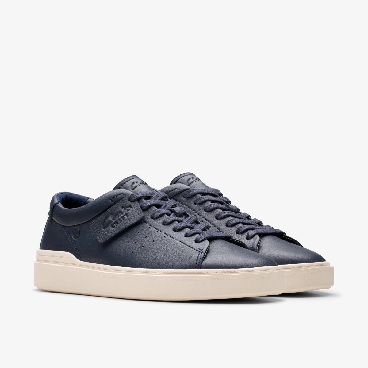 Clarks Craft Swift Navy Leather Sneakers Herre Mørkeblå | CQIJZ-4218