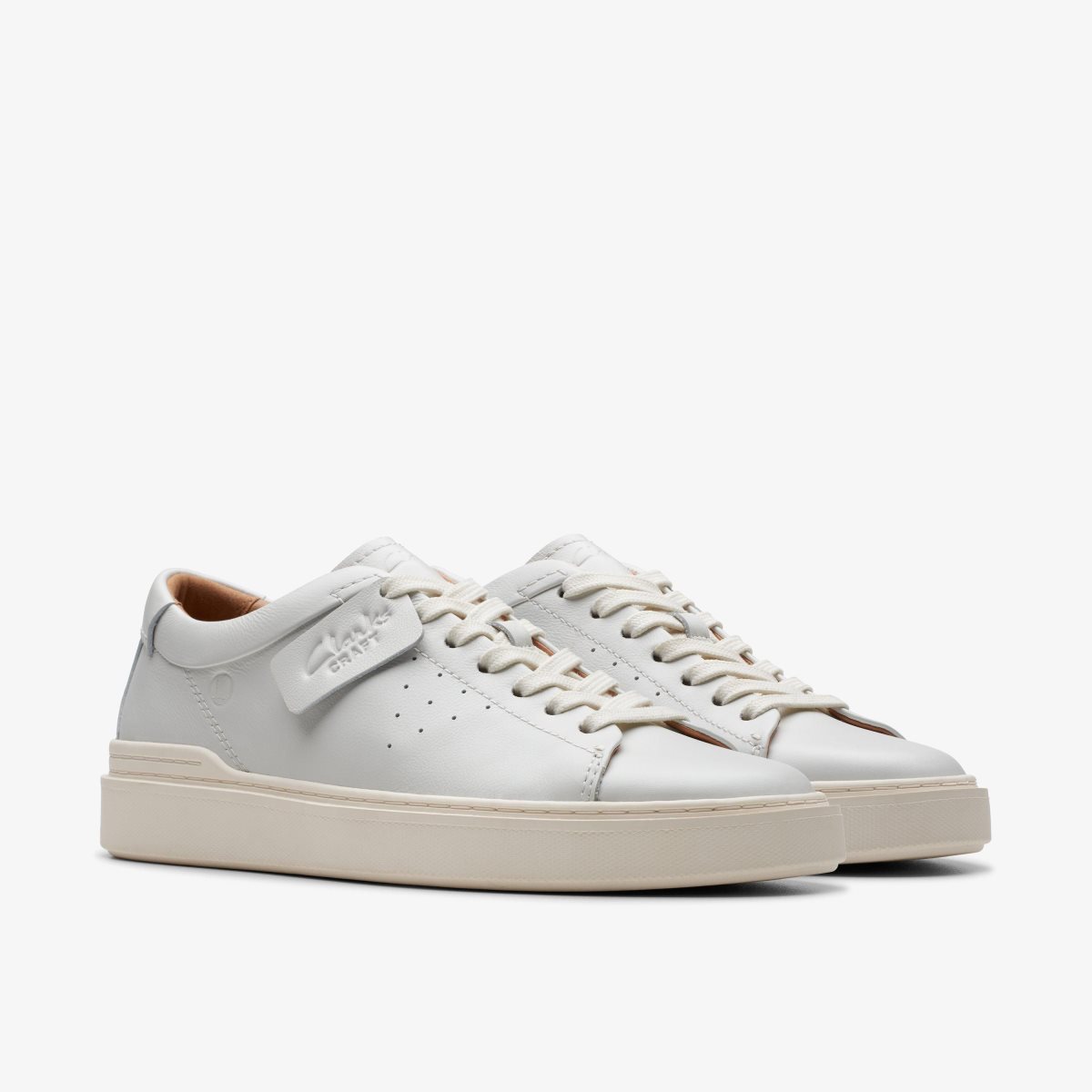 Clarks Craft Swift White Leather Sneakers Herre Hvide | JERVG-7928