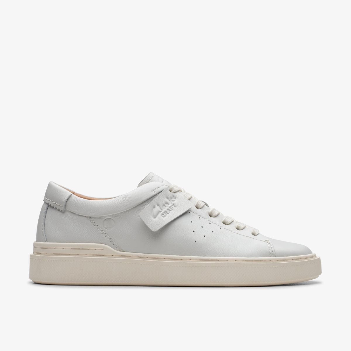 Clarks Craft Swift White Leather Sneakers Herre Hvide | JERVG-7928