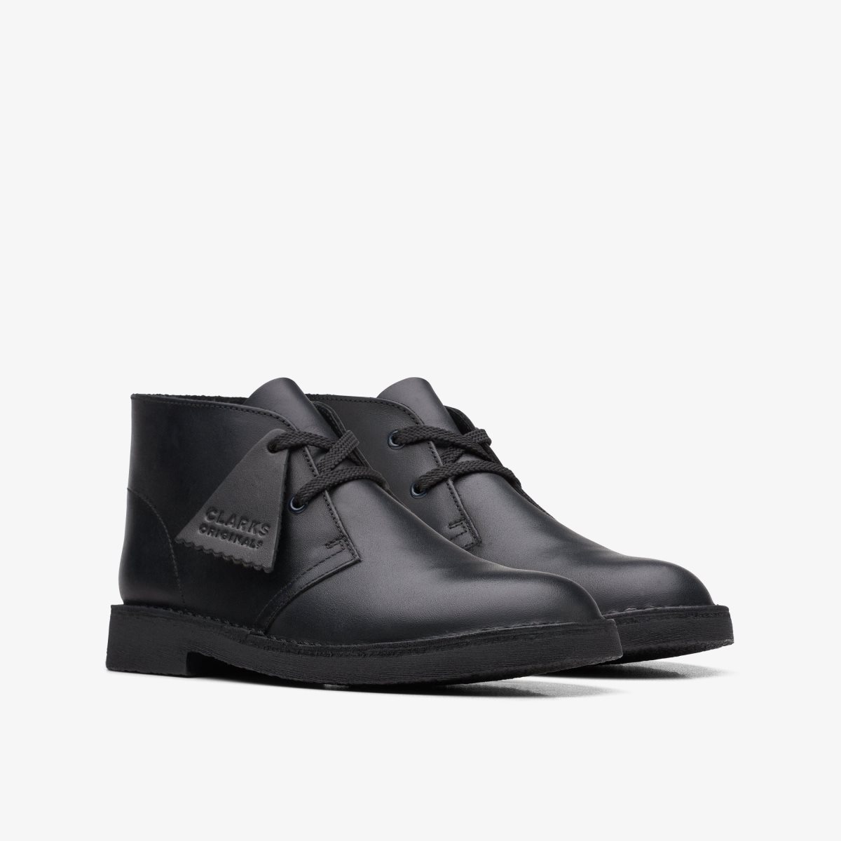 Clarks Desert Boot Older Black Leather Originale Sko Børn Sort | MWTCA-0793