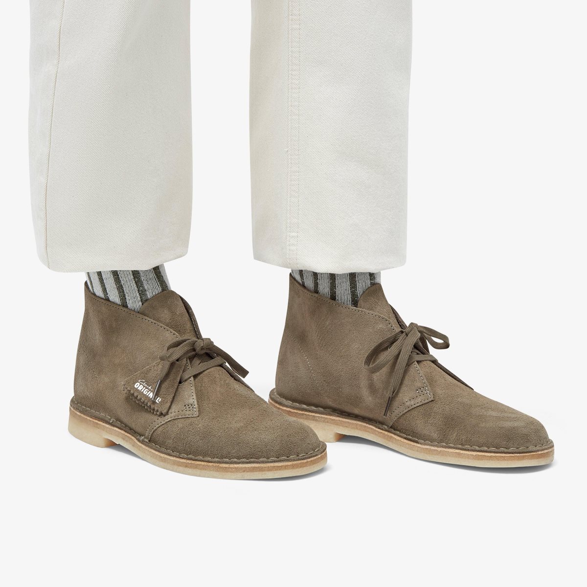 Clarks Desert Boot Pale Khaki Suede Ørkenstøvler Herre Khaki | VZYEX-6405