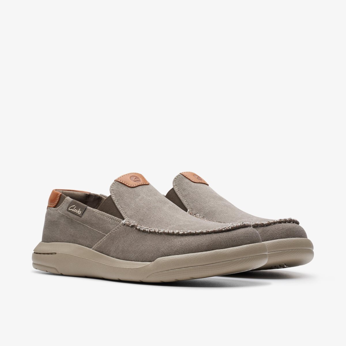 Clarks Driftlite Step Taupe Canvas Wedge & Slip On Sko Herre Grå Brune | AGEYH-7409