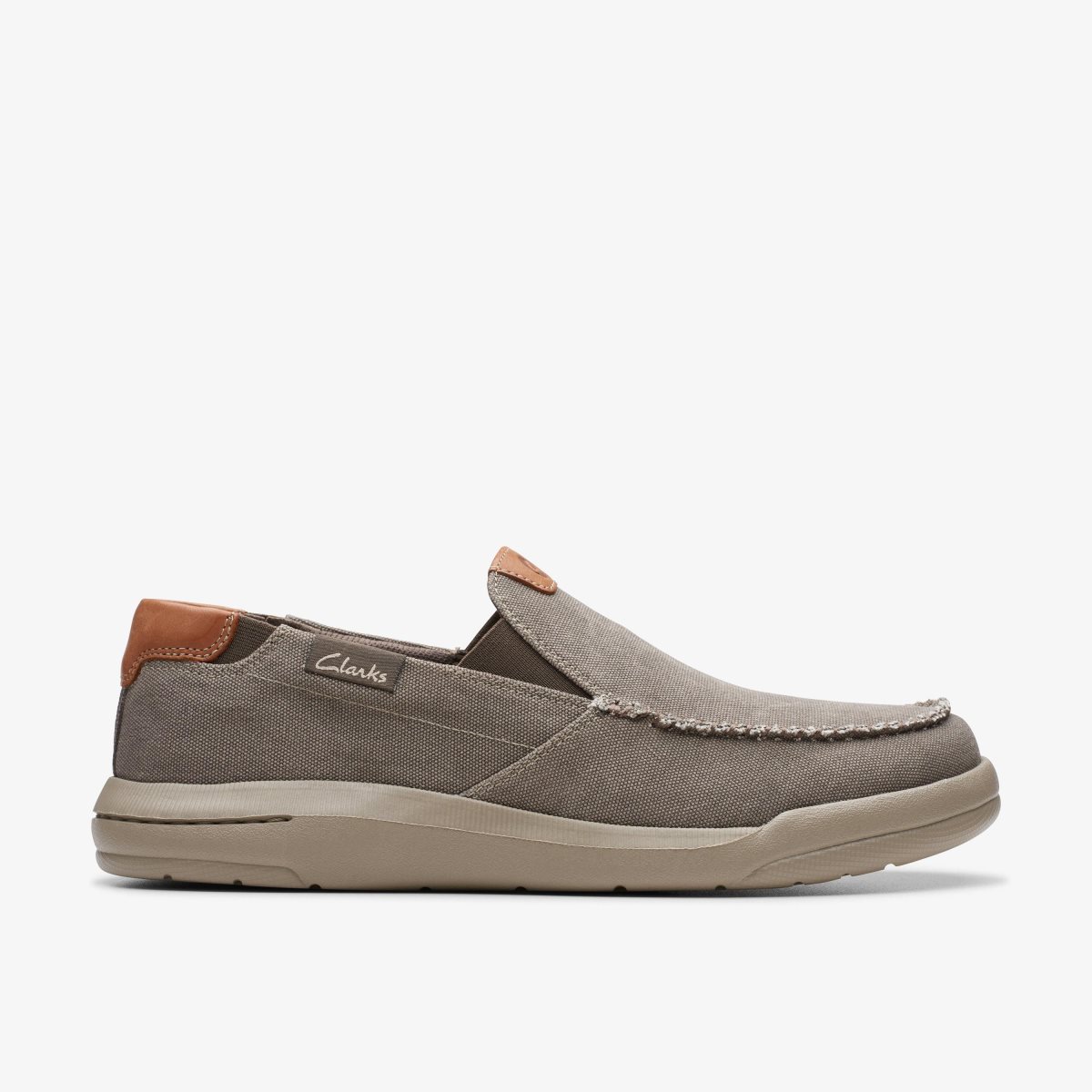 Clarks Driftlite Step Taupe Canvas Wedge & Slip On Sko Herre Grå Brune | AGEYH-7409