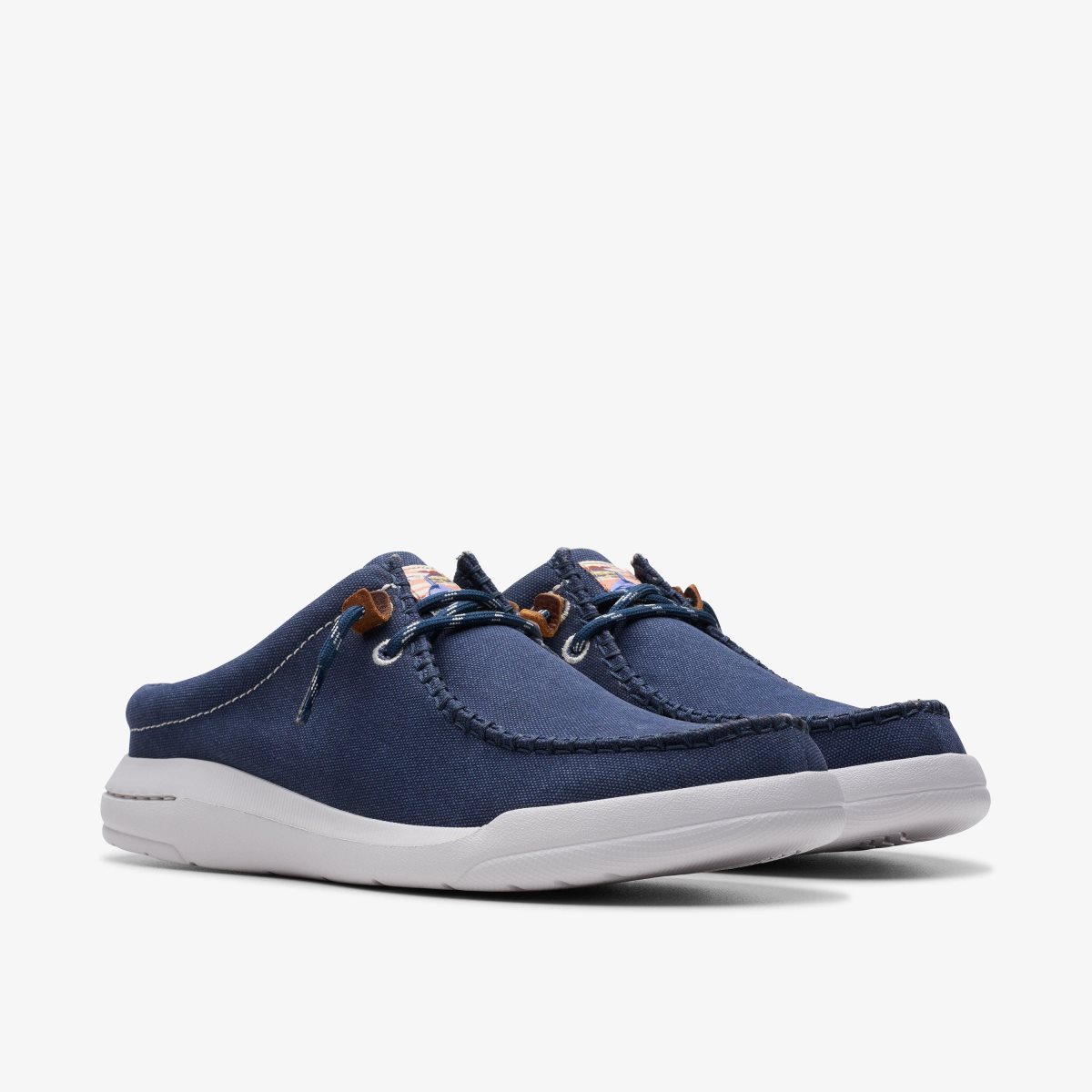 Clarks Driftlite Surf Navy Canvas Wedge & Slip On Sko Herre Mørkeblå | ABELF-6542