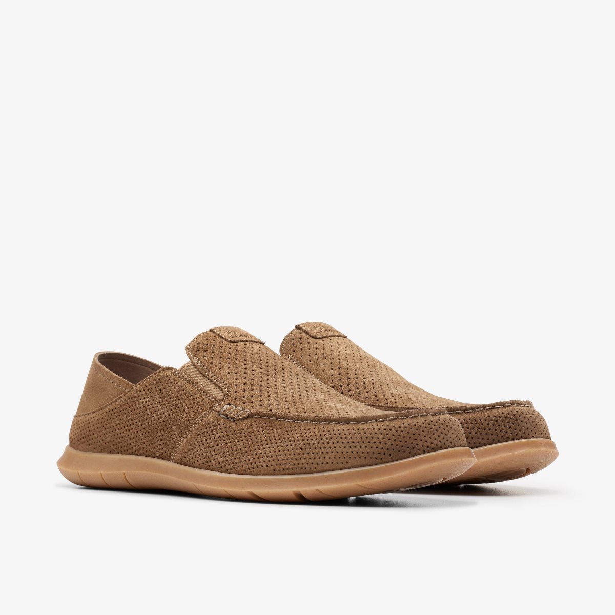 Clarks Flexway Easy Light Tan Suede Wedge & Slip On Sko Herre Lysebrune | RKMWC-0927