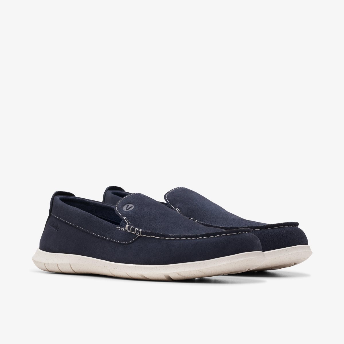 Clarks Flexway Step Navy Suede Wedge & Slip On Sko Herre Mørkeblå | WVYEK-9087