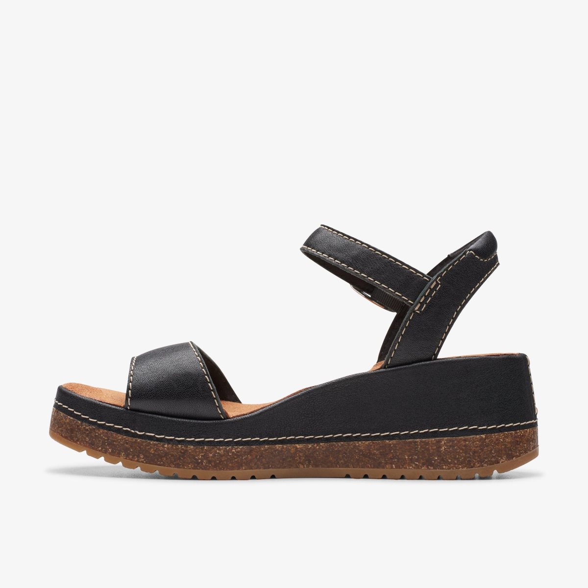 Clarks Kassanda Lily Black Leather Sandaler Dame Sort | DNMQT-4013