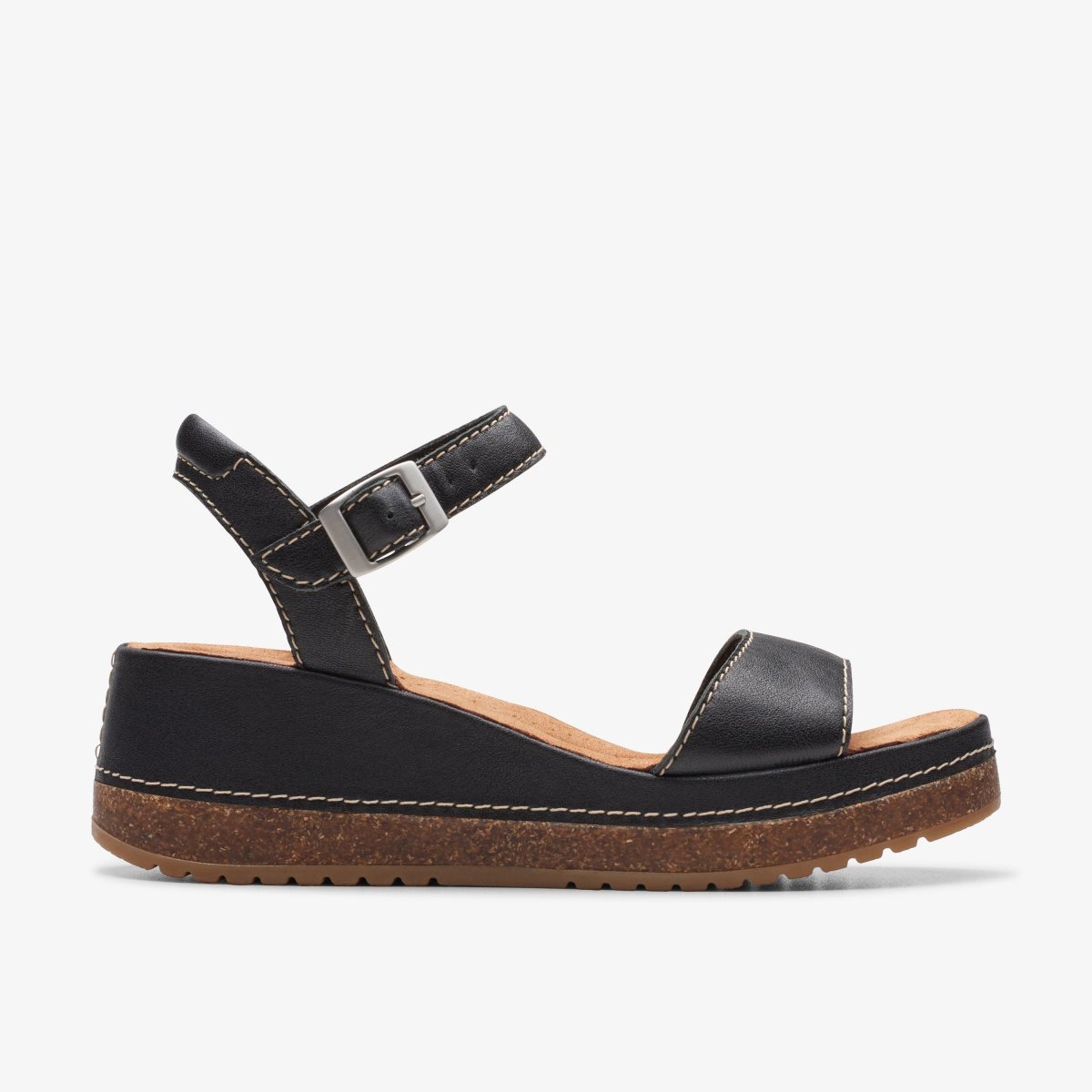 Clarks Kassanda Lily Black Leather Sandaler Dame Sort | DNMQT-4013