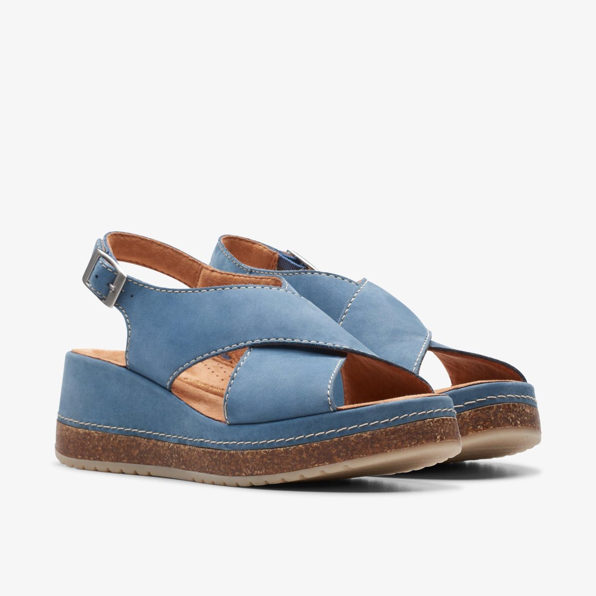 Clarks Kassanda Step Blue Nubuck Sandaler Dame Blå | DEYTU-4085