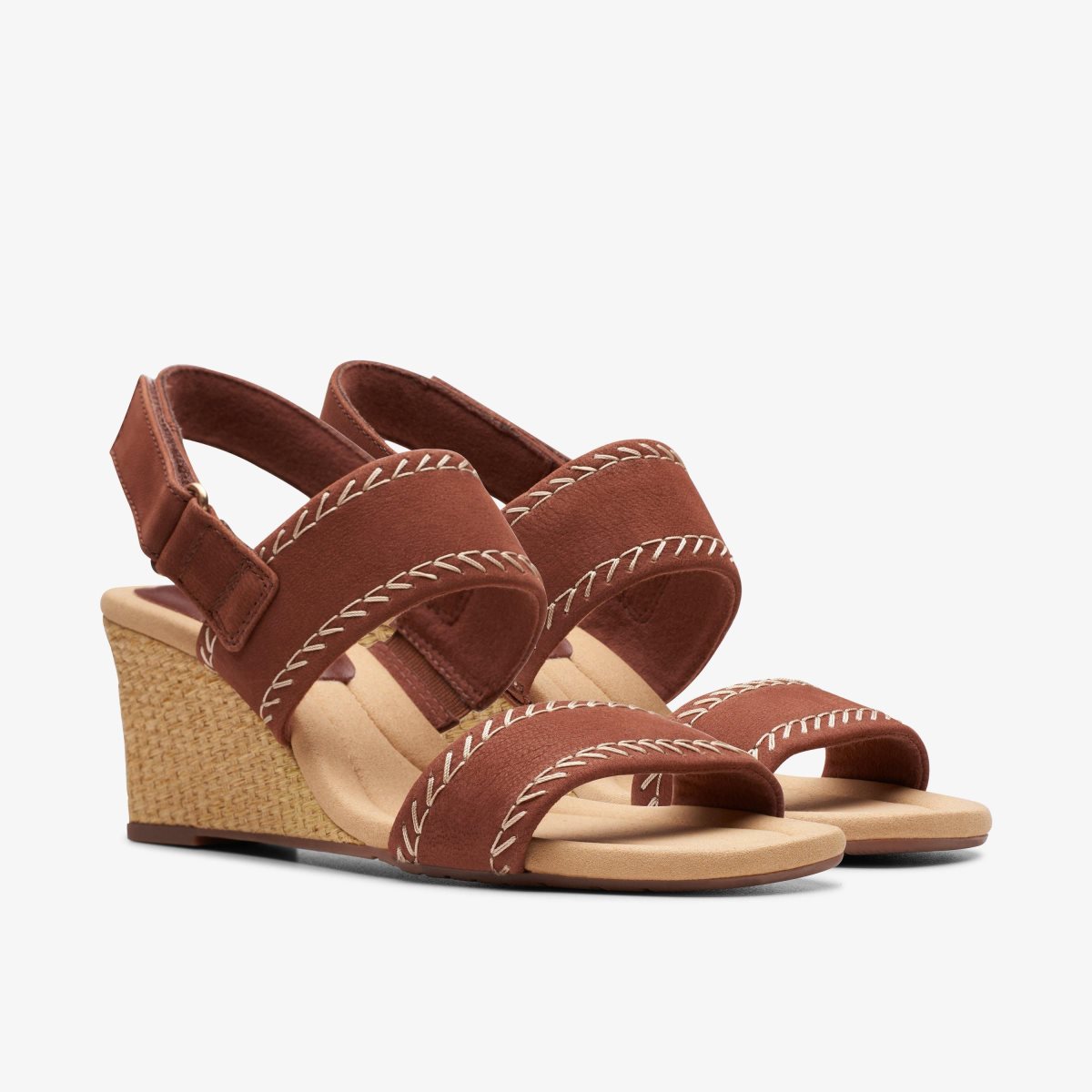 Clarks Kyarra Rose Tan Nubuck Kilehæl Sko Dame Brune | PFGKD-7954