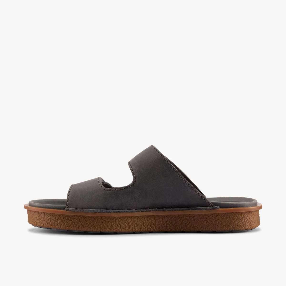 Clarks Litton Strap Dark Grey Leather Sandaler Herre Mørkegrå | DJYEO-6928