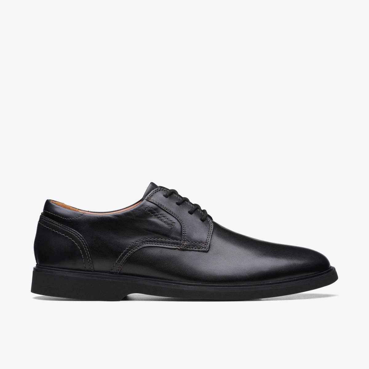 Clarks Malwood Lace Black Leather Pæne Sko Herre Sort | MADRT-4520