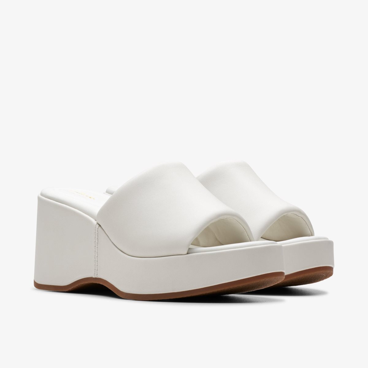 Clarks Manon Glide Off White Leather Kilehæl Sko Dame Hvide | GAZKW-7304