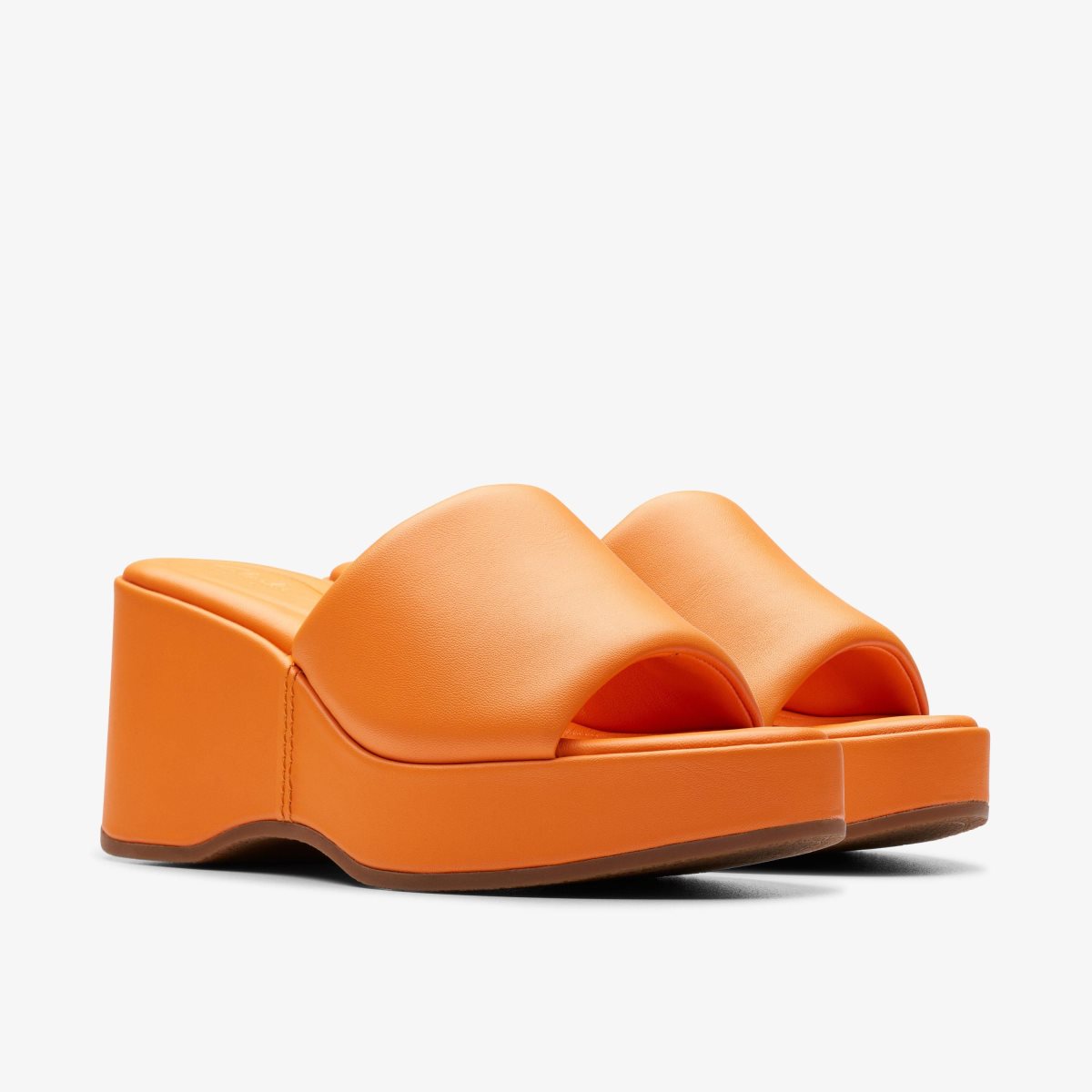 Clarks Manon Glide Orange Leather Kilehæl Sko Dame Orange | MGQNY-8367