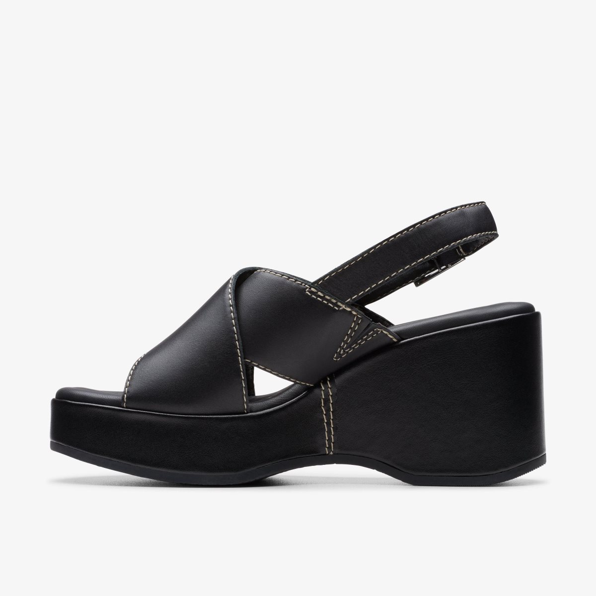 Clarks Manon Wish Black Leather Kilehæl Sko Dame Sort | HZQMV-2795